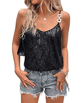 【新品未使用】gajess Glitter Camisole black Christmas Women Sequin Tank Tops Sparkly Sequin Camisole